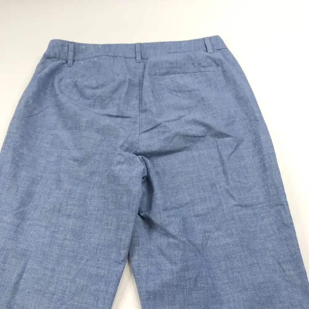 Talbots Perfect Crop 6 (Fit 31W 25L) Cotton Mid Rise Pants Blue